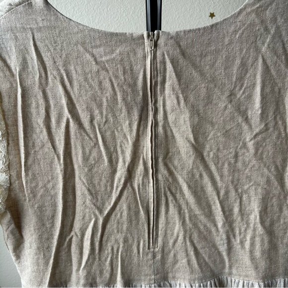 Vintage K.C. Spencer Cream/Beige Midi Dress w/Lace Short Sleeves - Picture 9 of 10